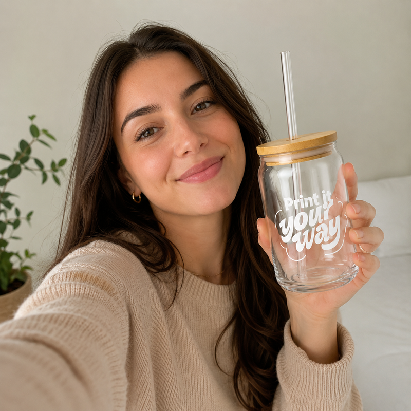 Copo Sipper de Vidro Personalizável 473 ml