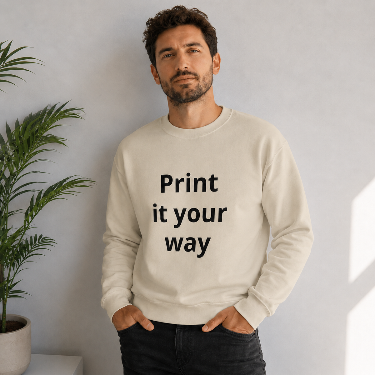Sweatshirt de Gola Redonda masculino Personalizável