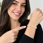 Pulseira Elástica de Pedra Natural com Gravação Personalizada