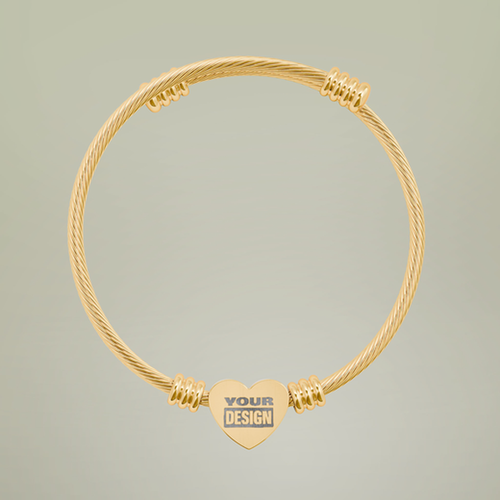 Personalizable Cuff Bracelet with Heart